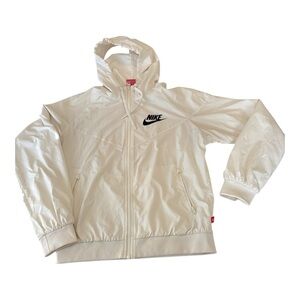 Nike Cream Hooded Windbreaker Jacket with Black Logo
